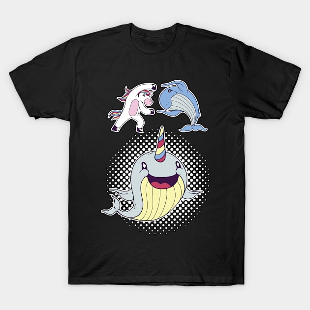 Unicorn Whale Fusion Narwhal T-Shirt by HBfunshirts